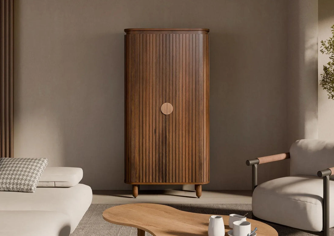 THE WOODEN CITY Solid Mango Wood Wardrobe #116(HONEY)