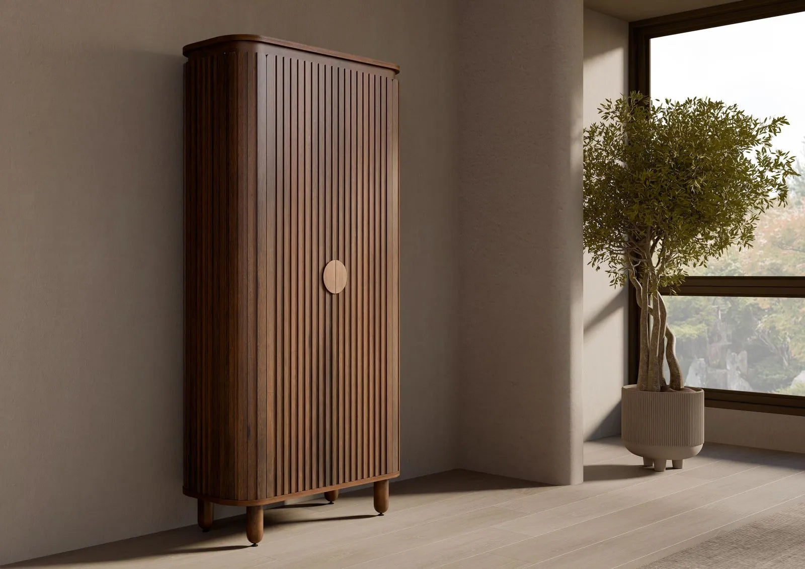 THE WOODEN CITY Solid Mango Wood Wardrobe #116(HONEY)