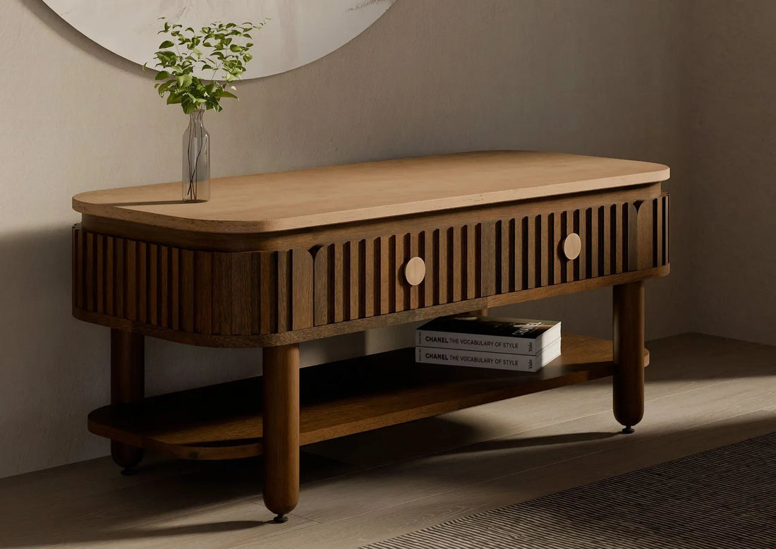 THE WOODEN CITY Solid Mango Wood Coffee Table #117(HONEY)