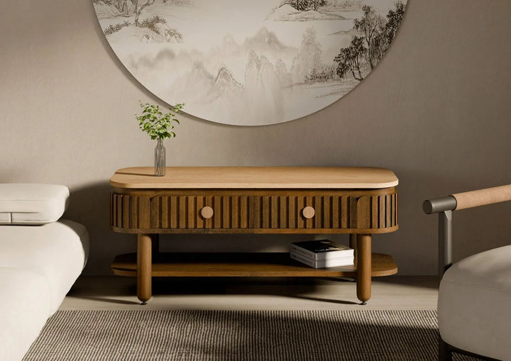 THE WOODEN CITY Solid Mango Wood Coffee Table #117(HONEY)