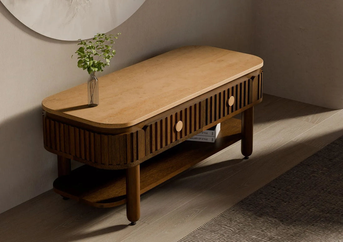 THE WOODEN CITY Solid Mango Wood Coffee Table #117(HONEY)