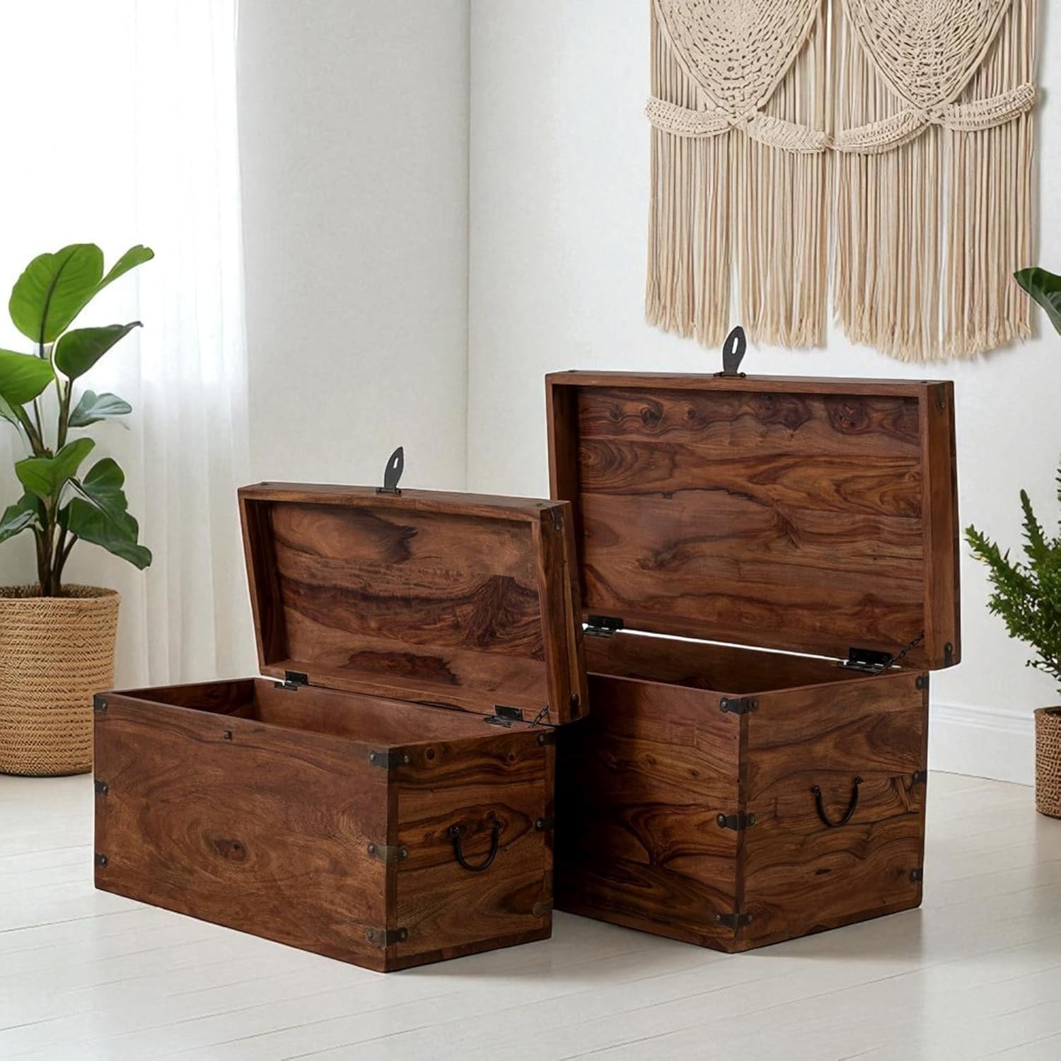 THE WOODEN CITY Storage Box, Multipurpose Cabinet for Living Room & Bed room Storage, Solid Wood Classy storage, Honey Matte Finish