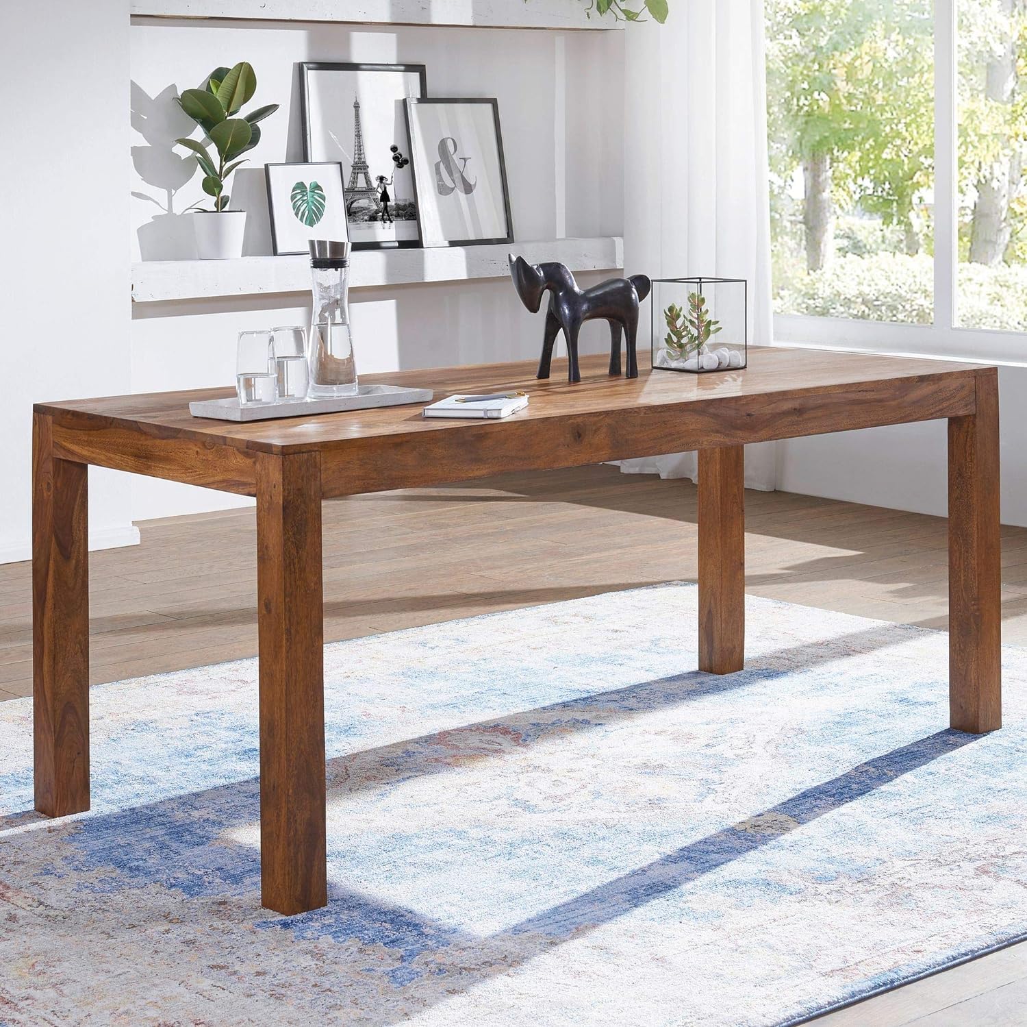 THE WOODEN CITY Wooden Solid Sheesham Wood Dining Table 6 Seater | Dining Room Furniture | 6 Seater Dining Table Without Chair - Honey6