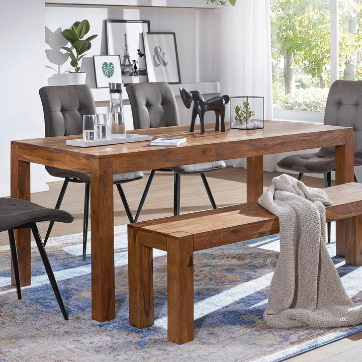 THE WOODEN CITY Wooden Solid Sheesham Wood Dining Table 6 Seater | Dining Room Furniture | 6 Seater Dining Table Without Chair - Honey6