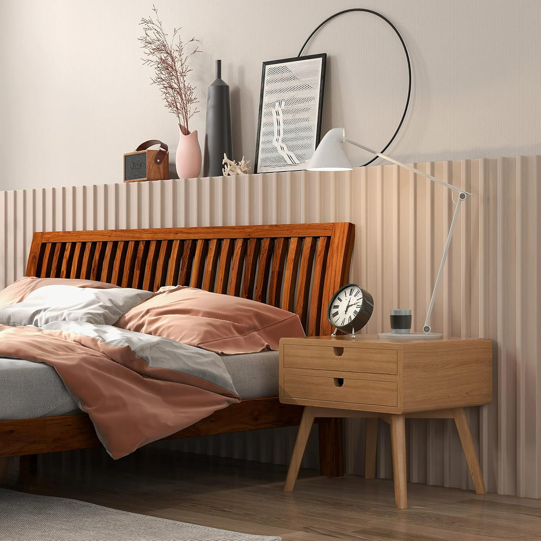 THE WOODEN CITY Sheesham Solid Wood King Bed for Bedroom Furniture (Finish Color - Honey Finish, Delivery Condition - DIY(Do-It-Yourself)