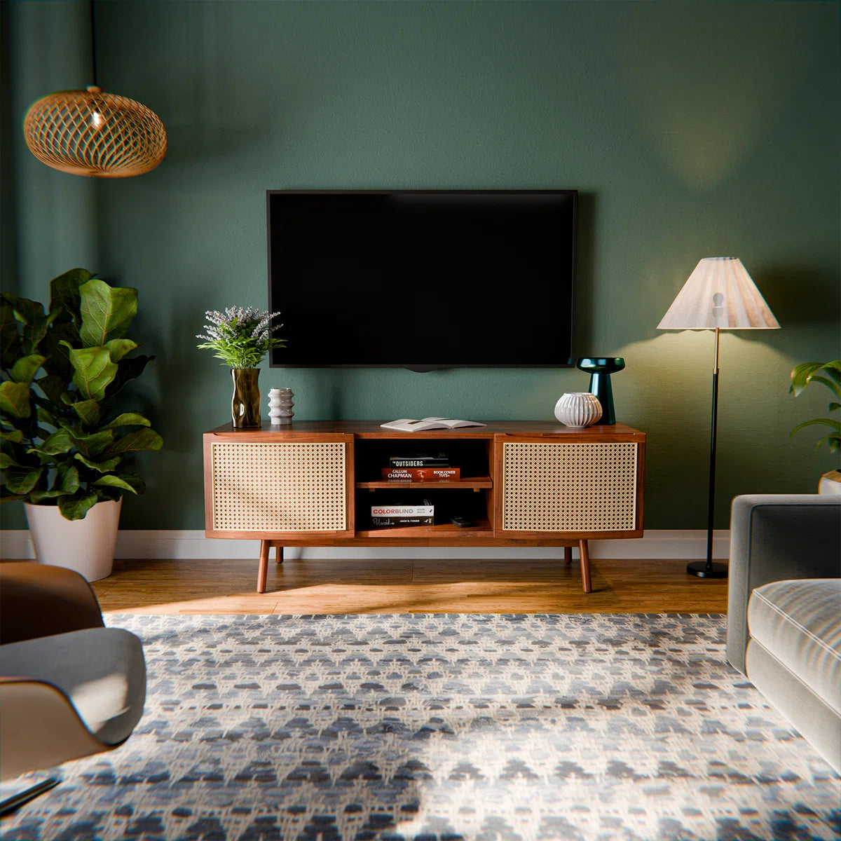 THE WOODEN CITY Solid Wood TV Entertainment Unit For Living Room & Bedroom Furniture