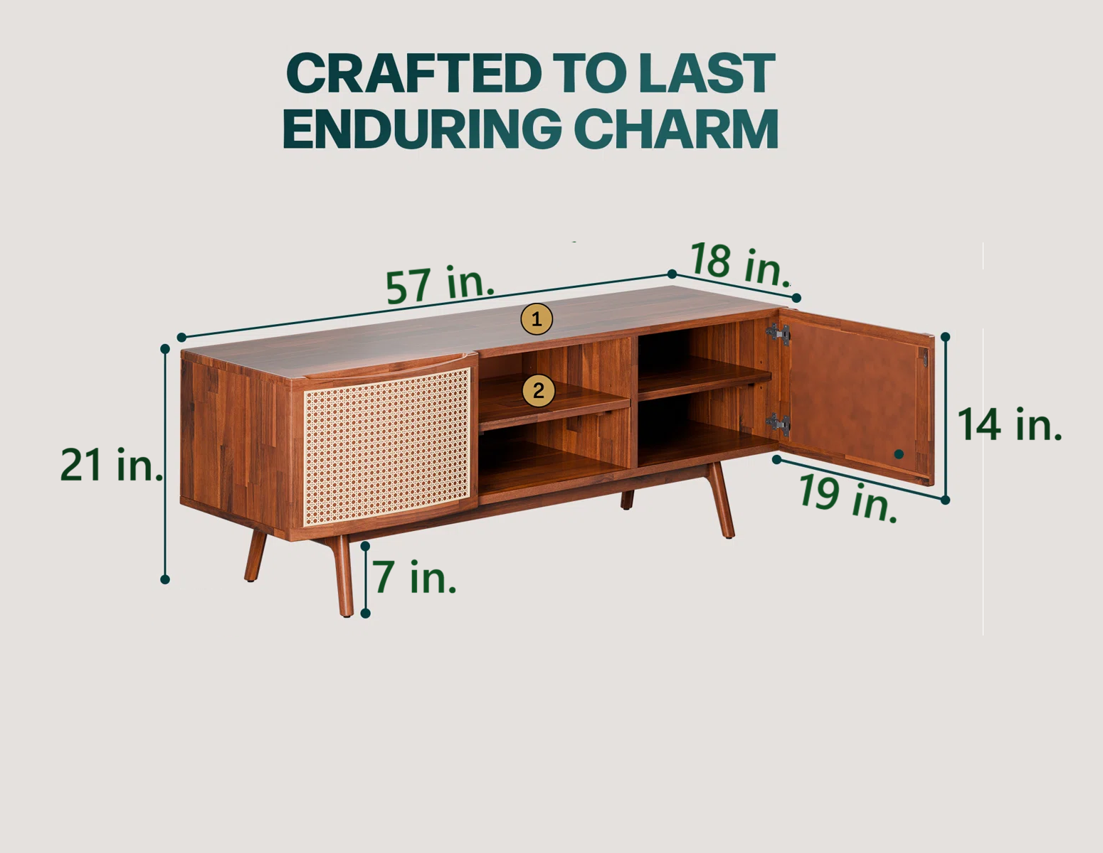 THE WOODEN CITY Solid Wood TV Entertainment Unit For Living Room & Bedroom Furniture