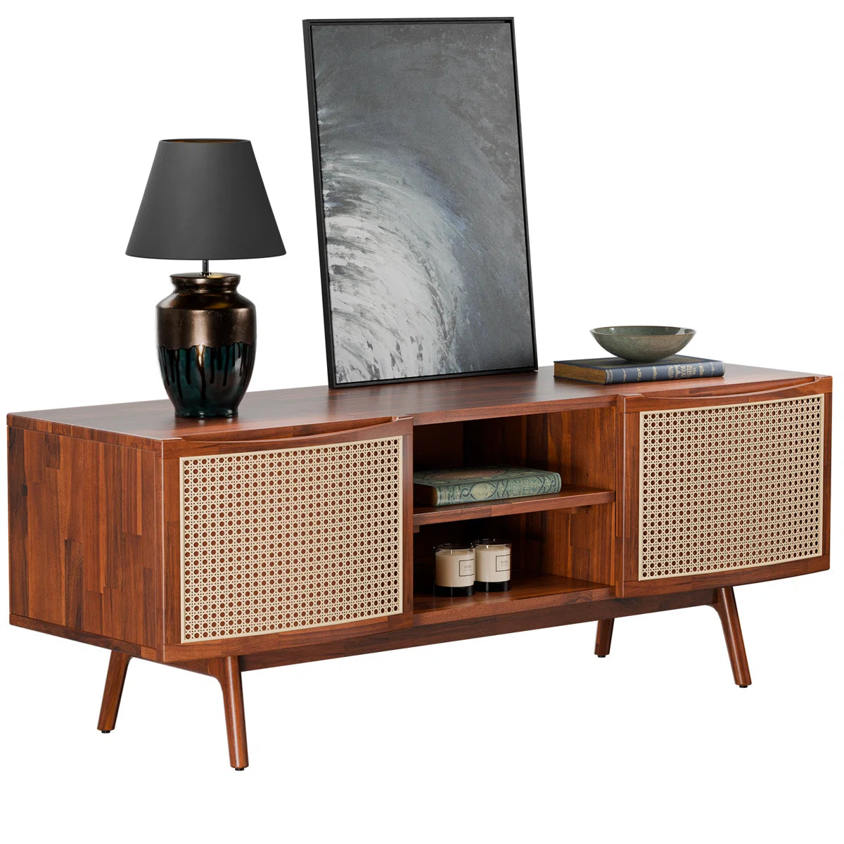 THE WOODEN CITY Solid Wood TV Entertainment Unit For Living Room & Bedroom Furniture