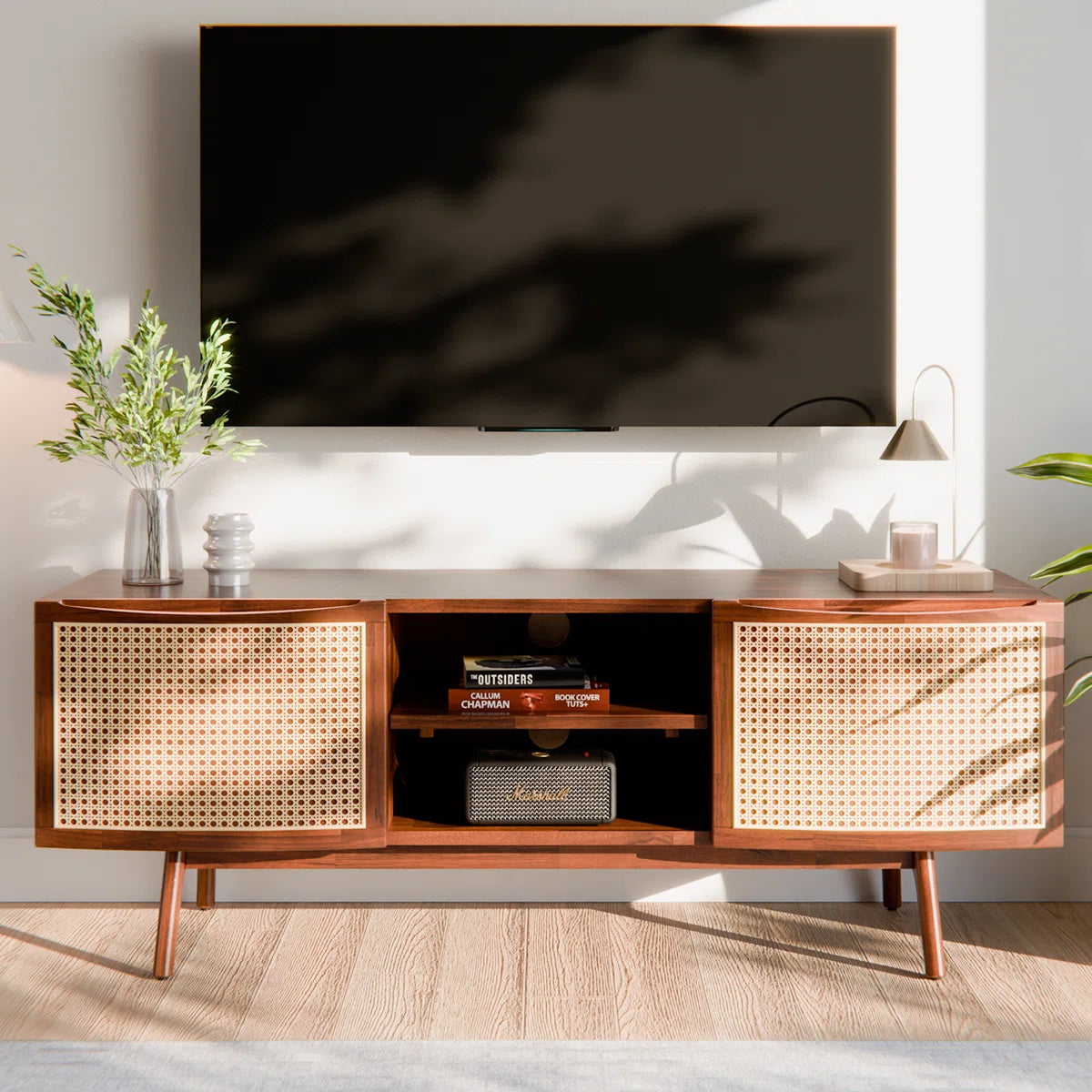 THE WOODEN CITY Solid Wood TV Entertainment Unit For Living Room & Bedroom Furniture