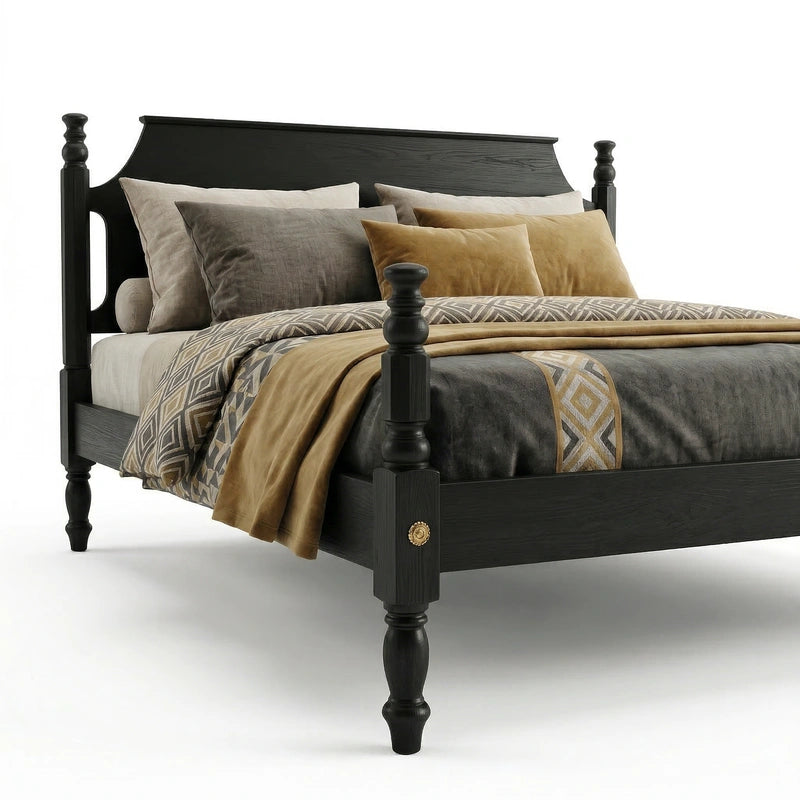 THE WOODEN CITY Sheesham Wood Bed Bedroom Set Solid Wood Bed Frame with High Headboard for Bedroom Furniture ( King Size))