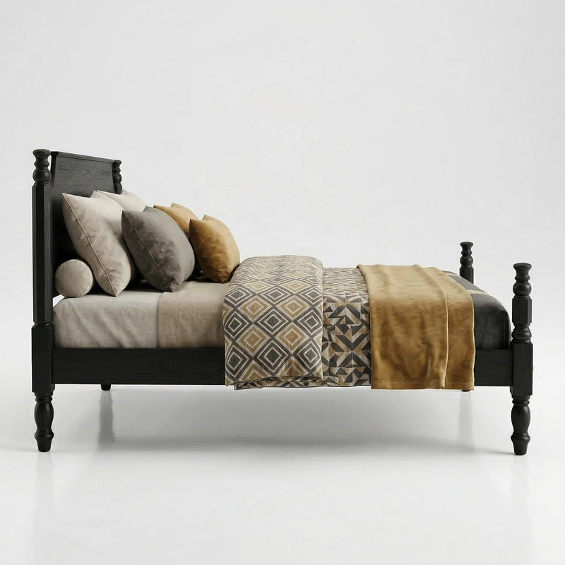 THE WOODEN CITY Sheesham Wood Bed Bedroom Set Solid Wood Bed Frame with High Headboard for Bedroom Furniture ( King Size))