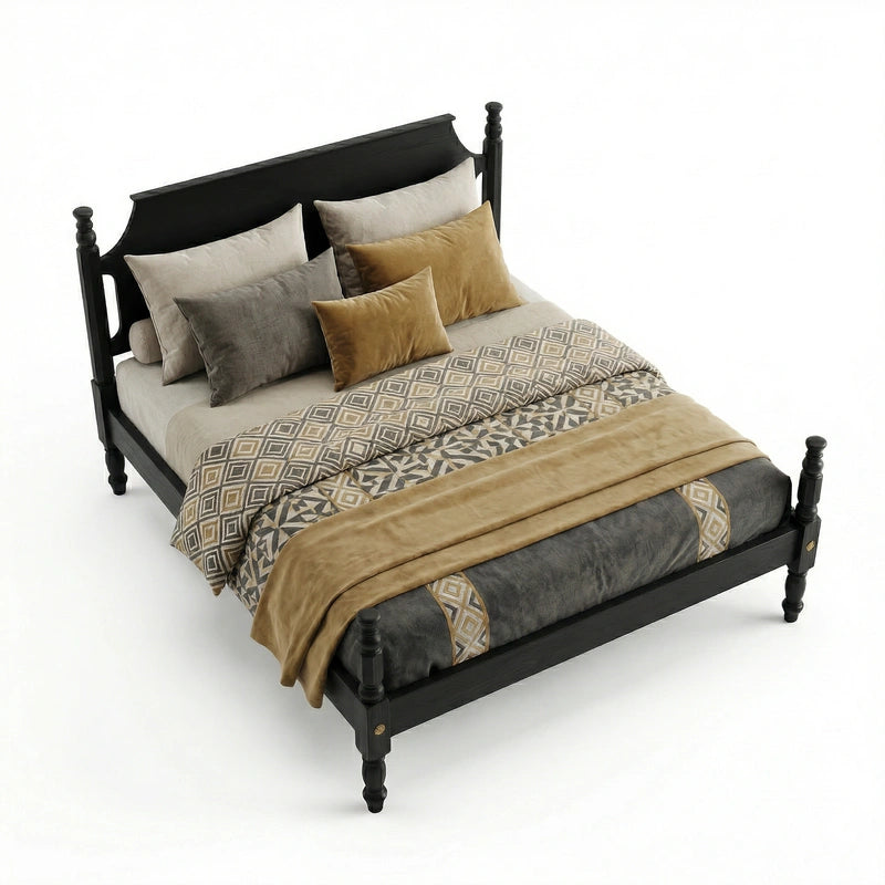 THE WOODEN CITY Sheesham Wood Bed Bedroom Set Solid Wood Bed Frame with High Headboard for Bedroom Furniture ( King Size))