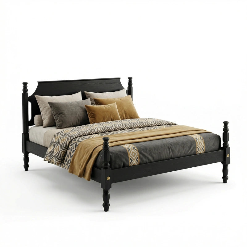 THE WOODEN CITY Sheesham Wood Bed Bedroom Set Solid Wood Bed Frame with High Headboard for Bedroom Furniture ( King Size))