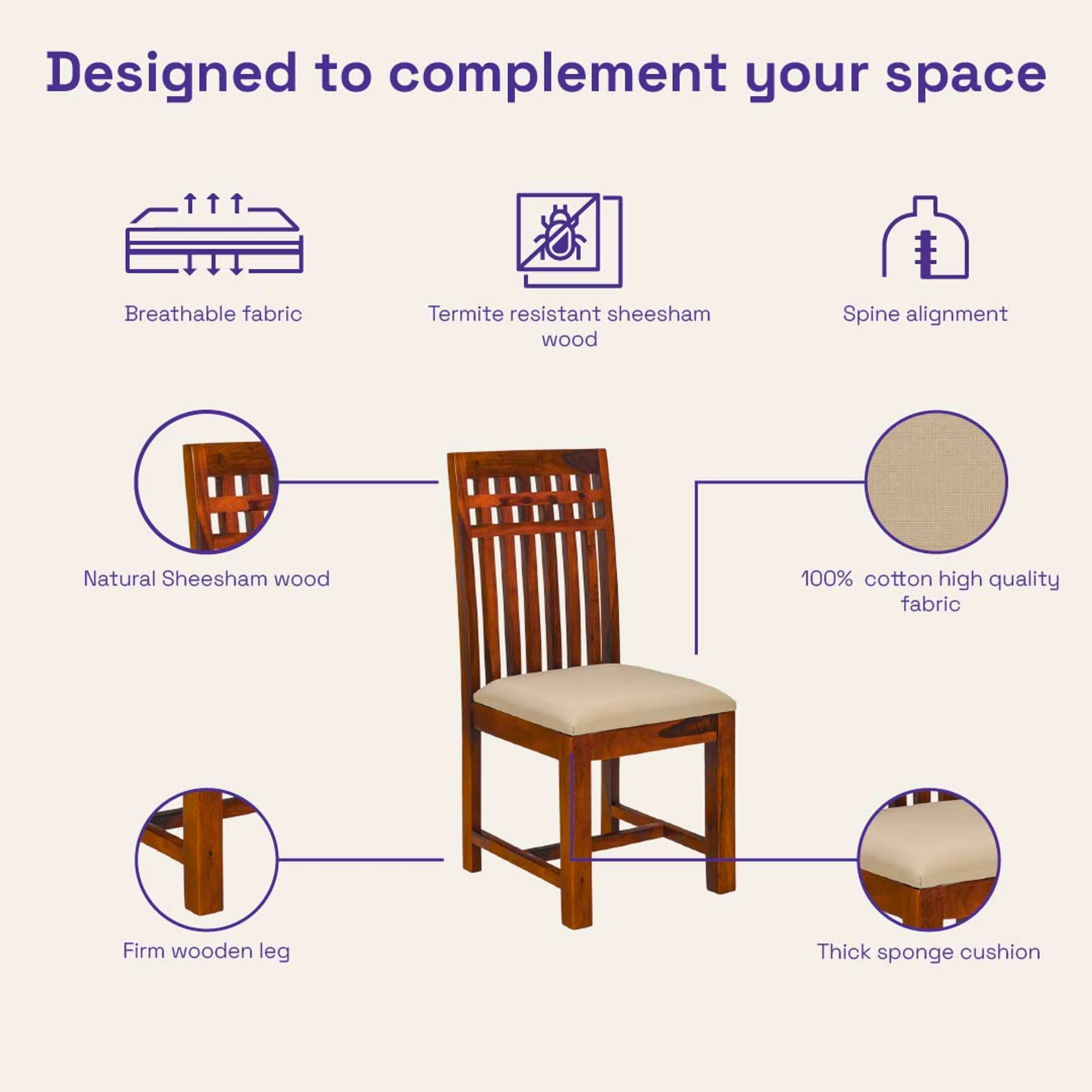 THE WOODEN CITY Solid Sheesham Wood Dining Table Dining Table Set with 4 Chairs Dinner Table Set for Dinning Room Home, Hotel and Office