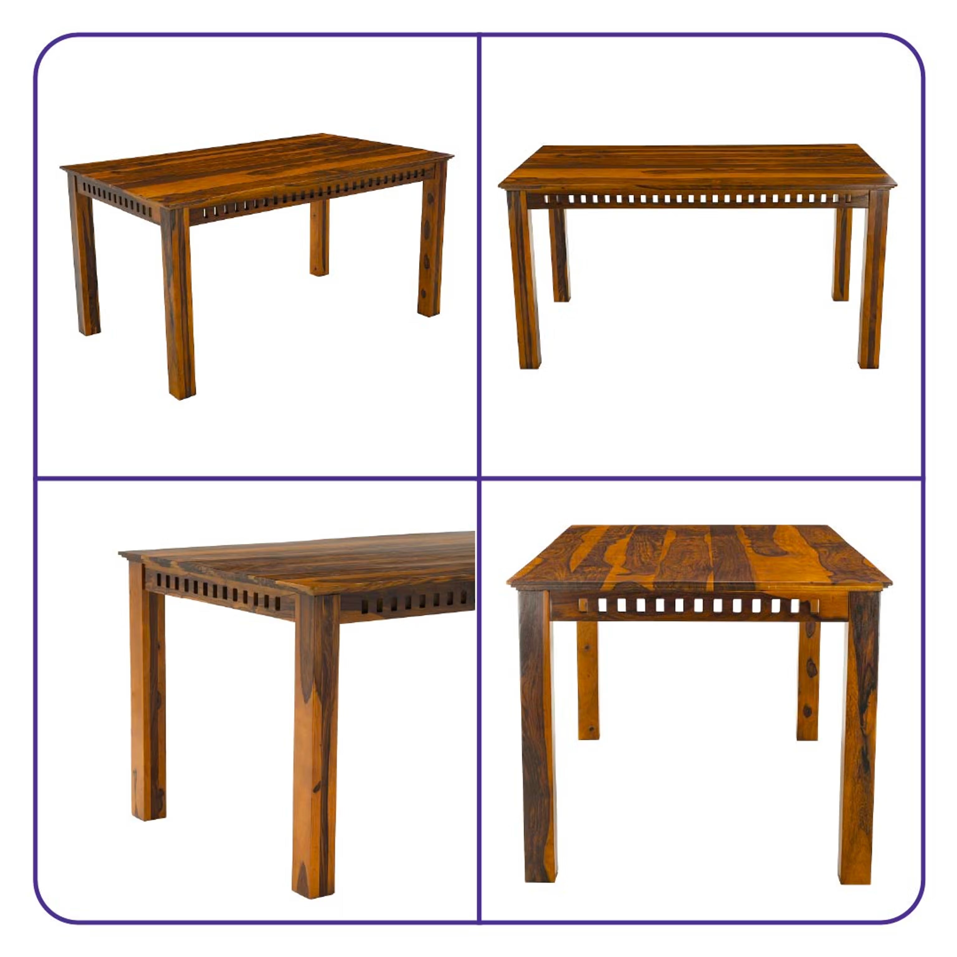 THE WOODEN CITY Solid Sheesham Wood Dining Table Dining Table Set with 6 Chairs Dinner Table Set for Dinning Room Home, Hotel and Office