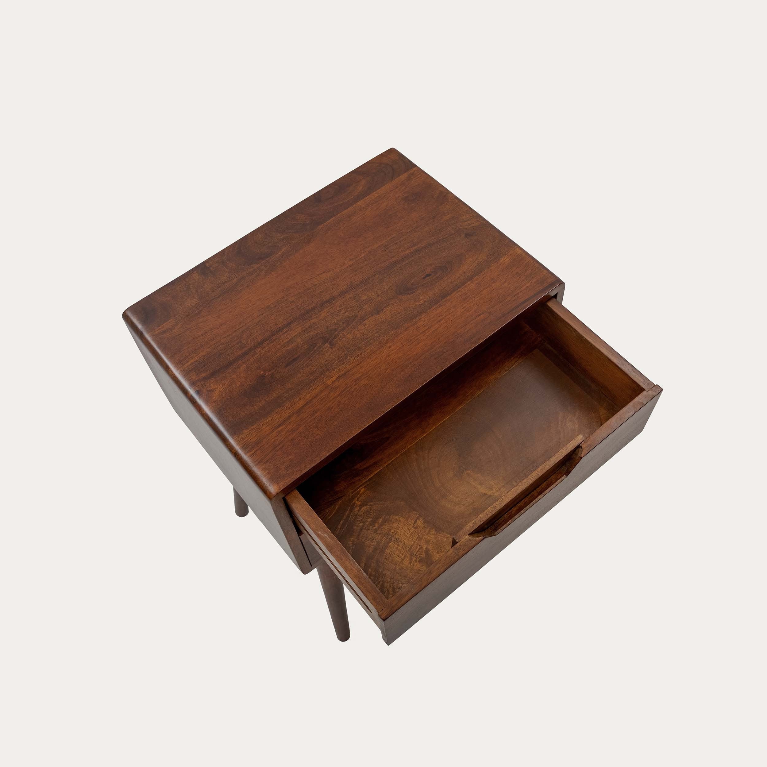 THE WOODEN CITY Oslo Walnut Mango Side Table/Bedside Table