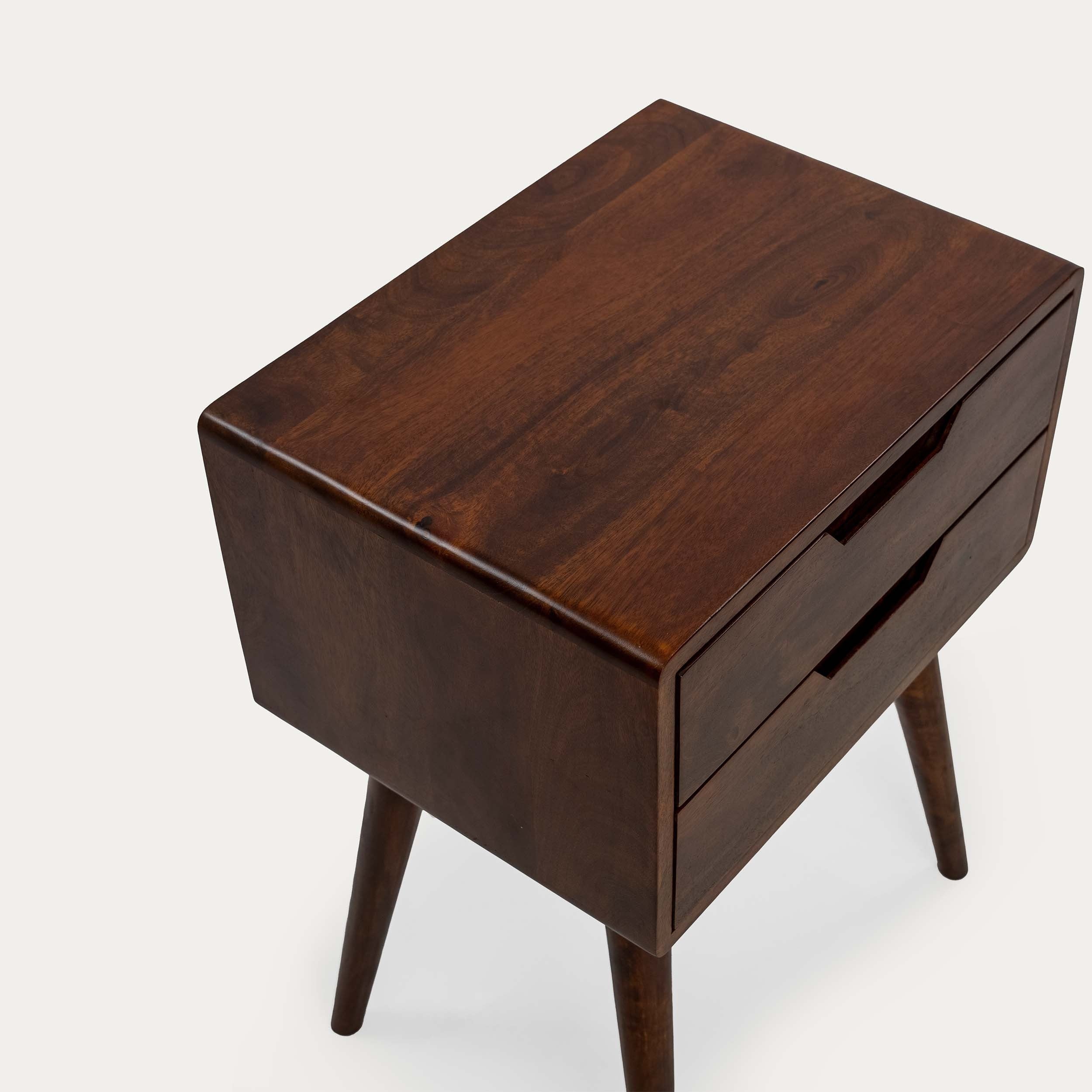 THE WOODEN CITY Oslo Walnut Mango Side Table/Bedside Table