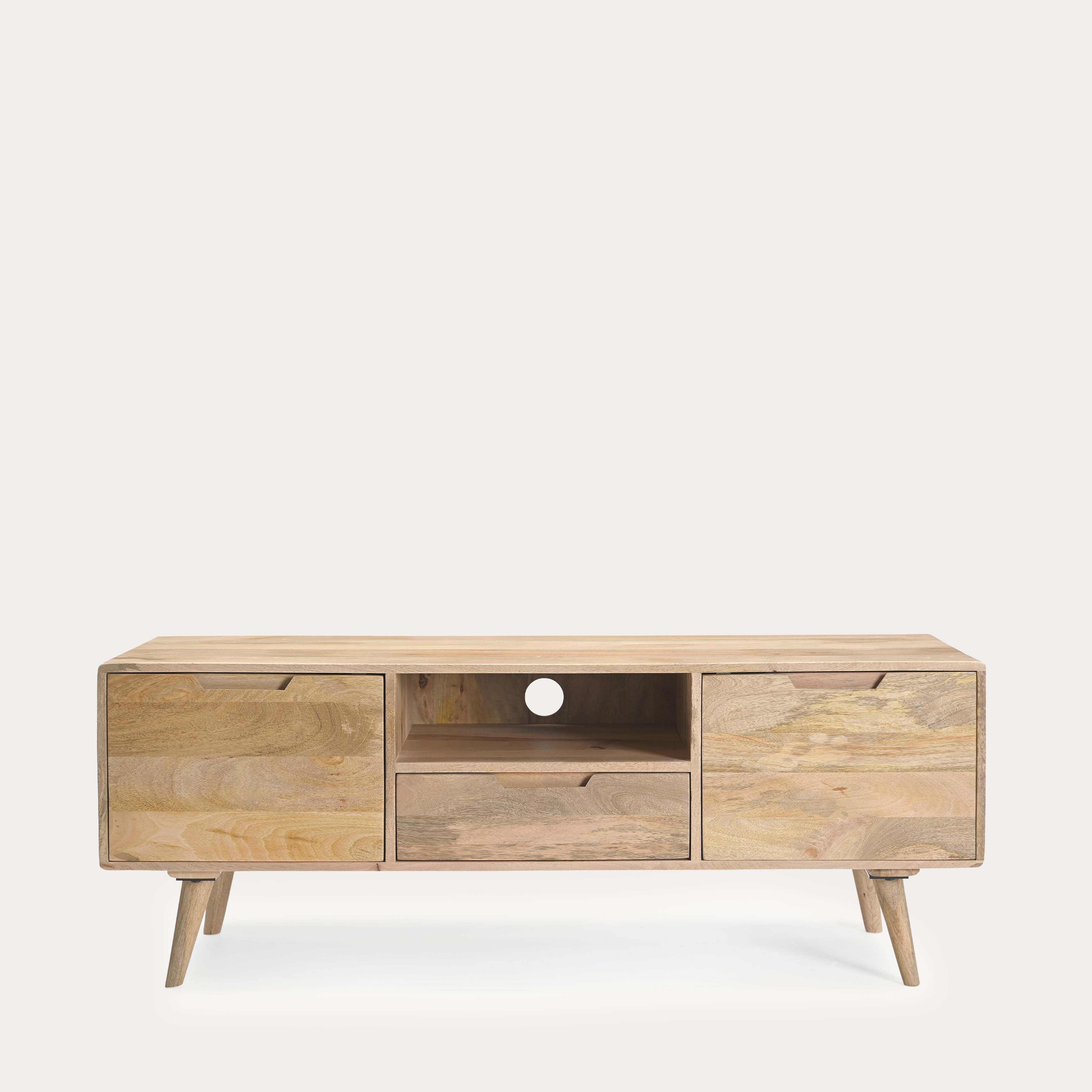 THE WOODEN CITY Honey Mango Large TV Unit