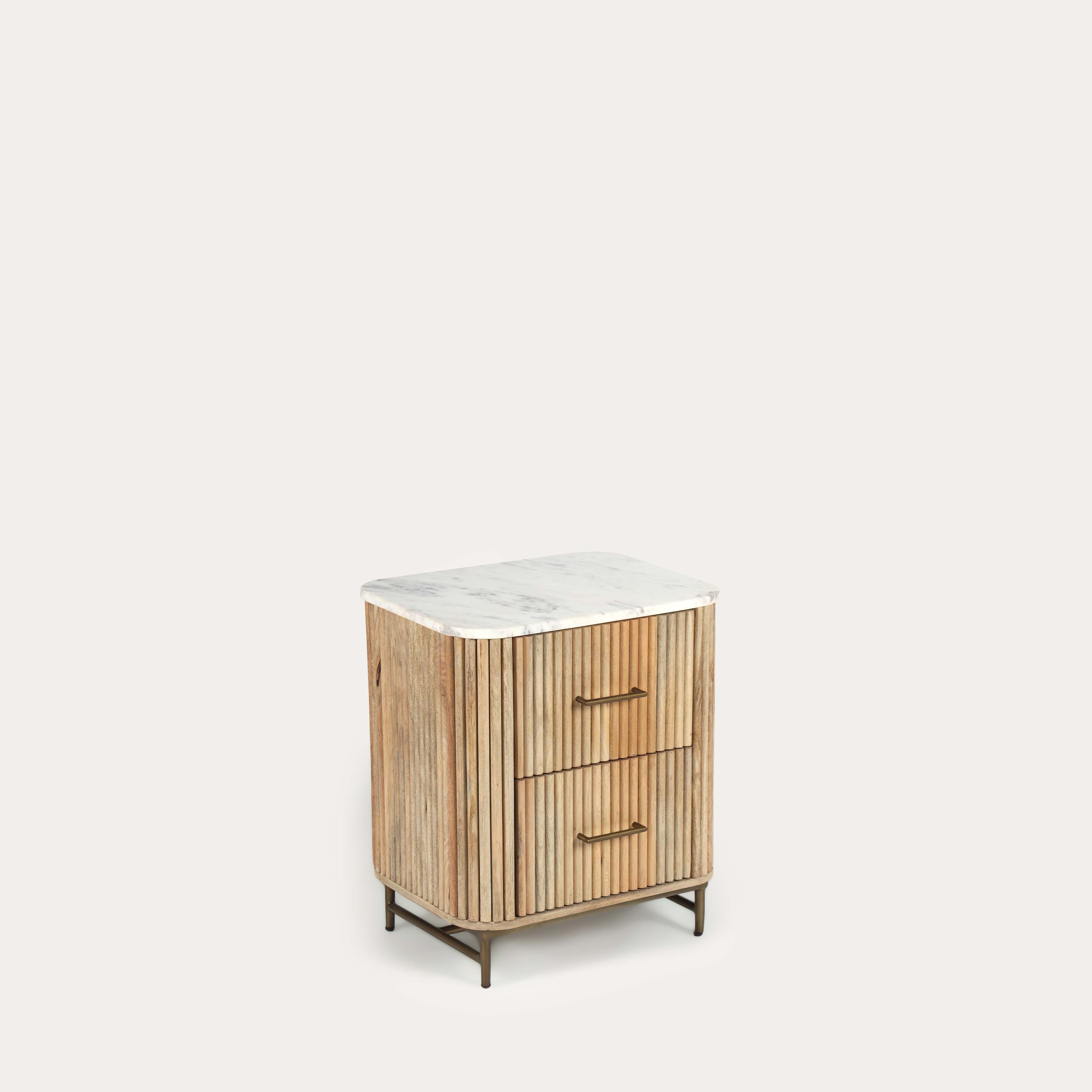 THE WOODEN CITY Florence Light Mango & Marble Bedside Table