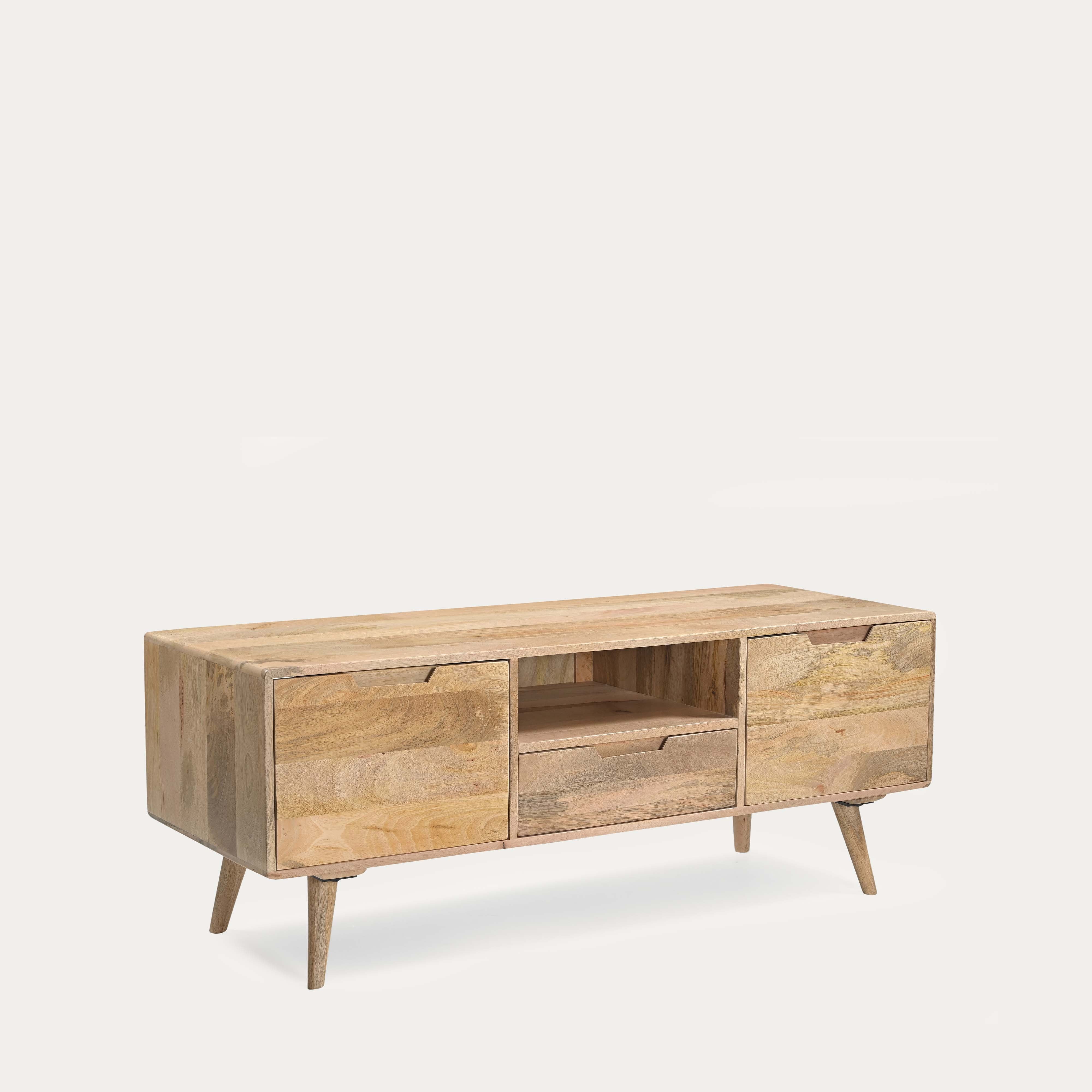 THE WOODEN CITY Honey Mango Large TV Unit