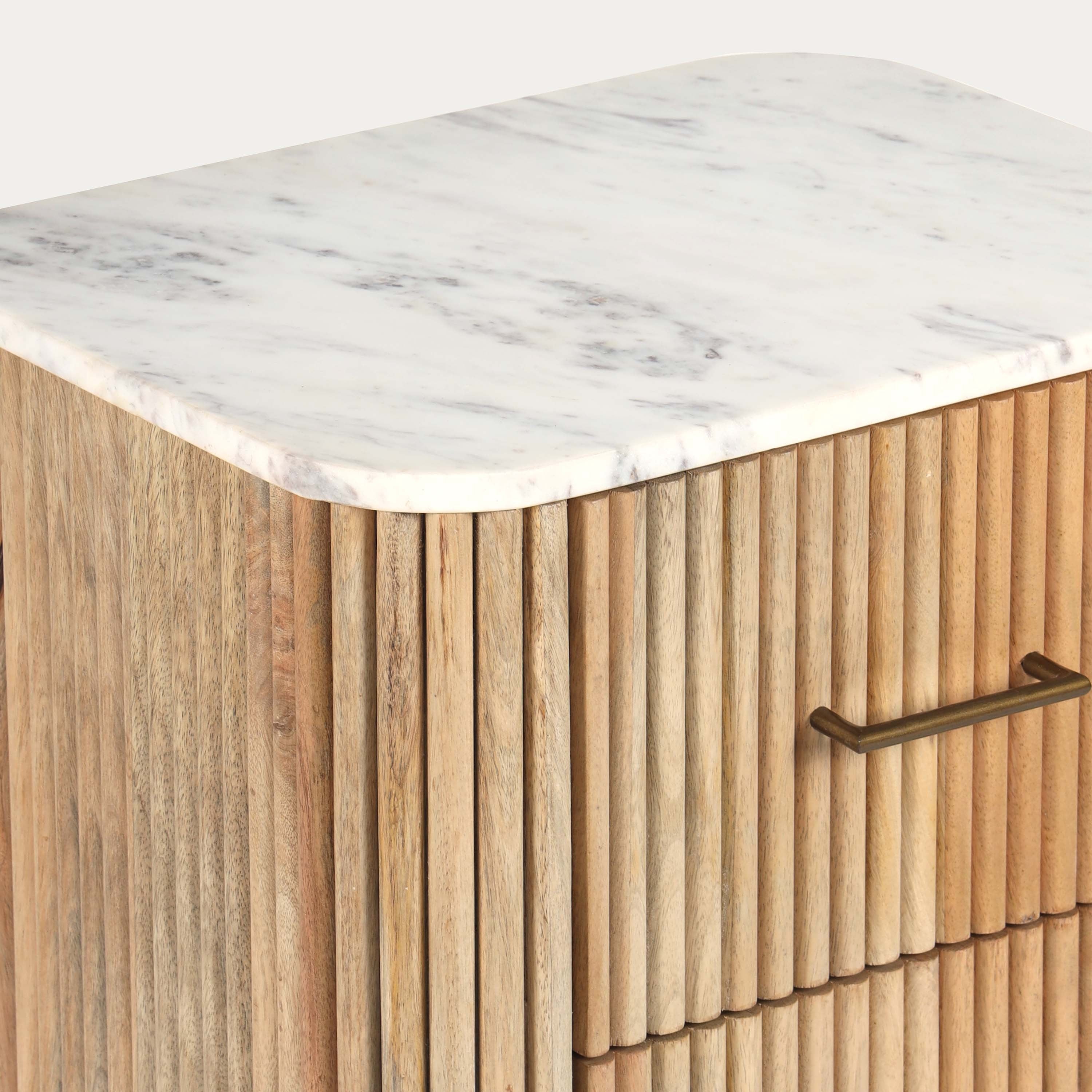 THE WOODEN CITY Florence Light Mango & Marble Bedside Table