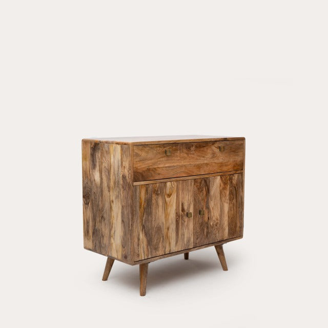 THE WOODEN CITY Solid Wood Side Board & Drawer | Wooden Cabinet with Storage for Kitchen and Home Living Room Furniture