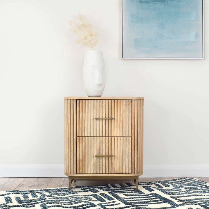 THE WOODEN CITY Florence Light Mango & Marble Bedside Table