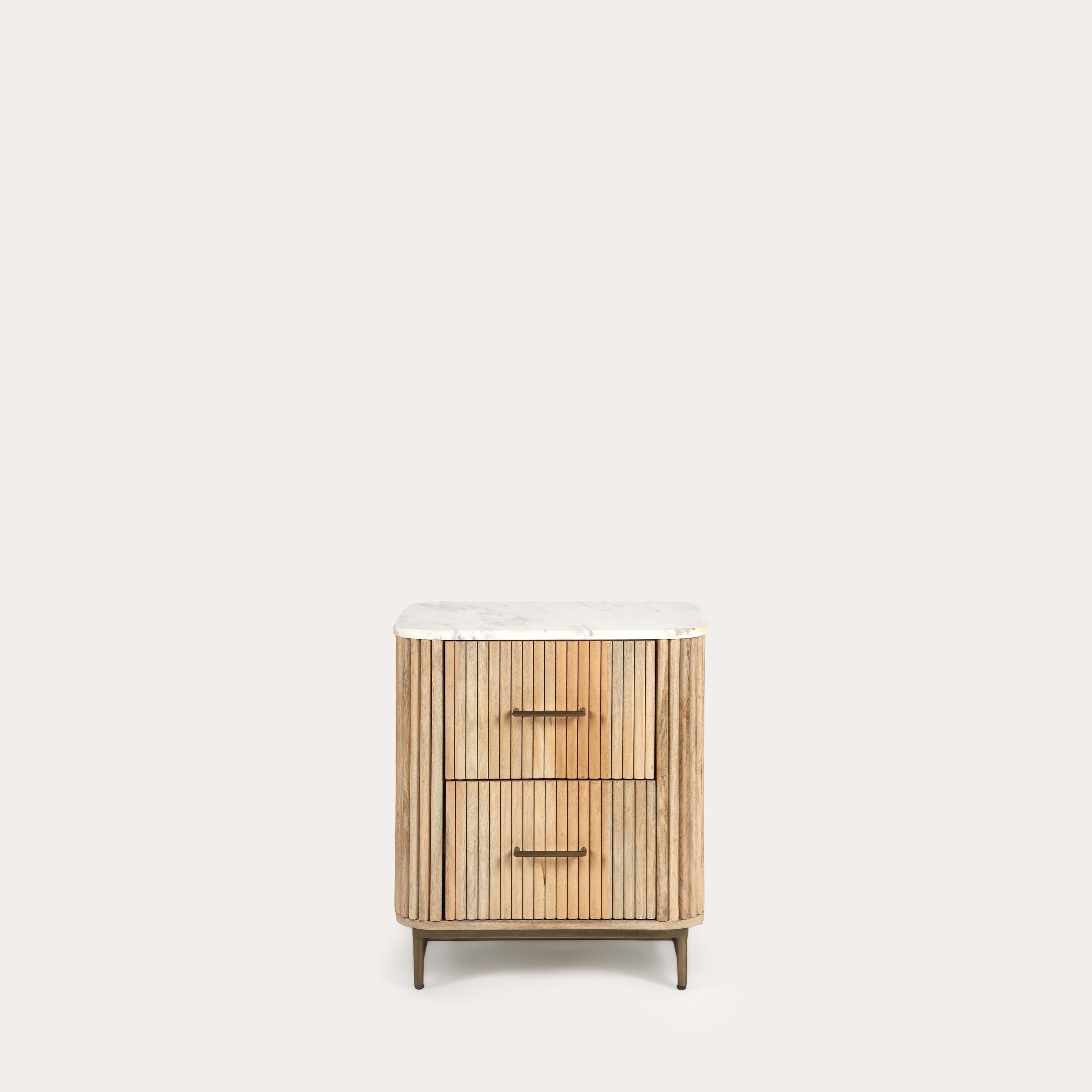 THE WOODEN CITY Florence Light Mango & Marble Bedside Table