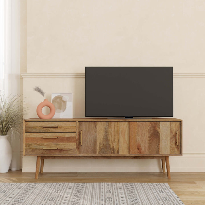 THE WOODEN CITY SOLID MANGO WOOD TV UNIT