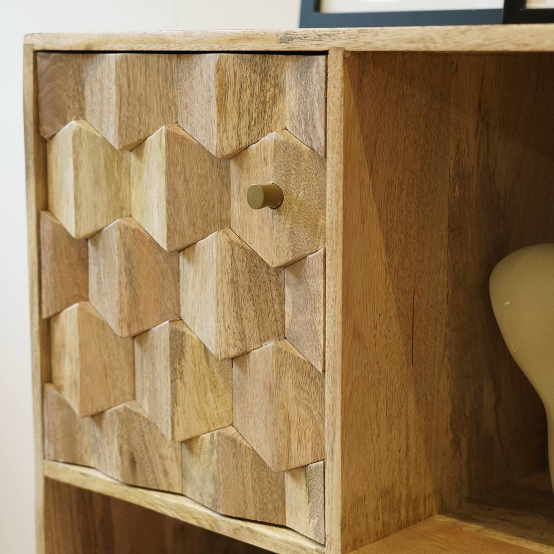 THE WOODEN CITY Solid Mango Wood Multipurpose Side Board
