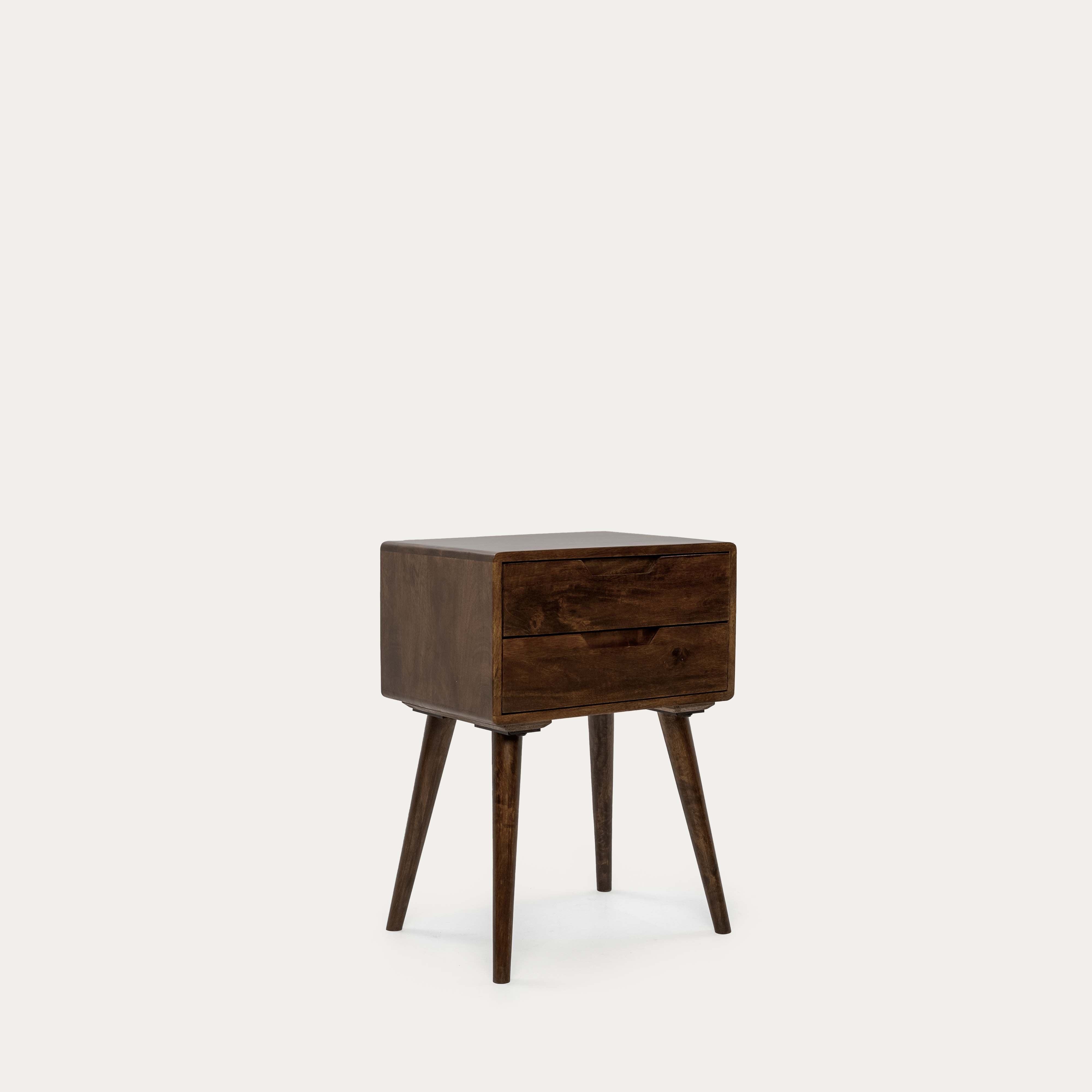 THE WOODEN CITY Oslo Walnut Mango Side Table/Bedside Table