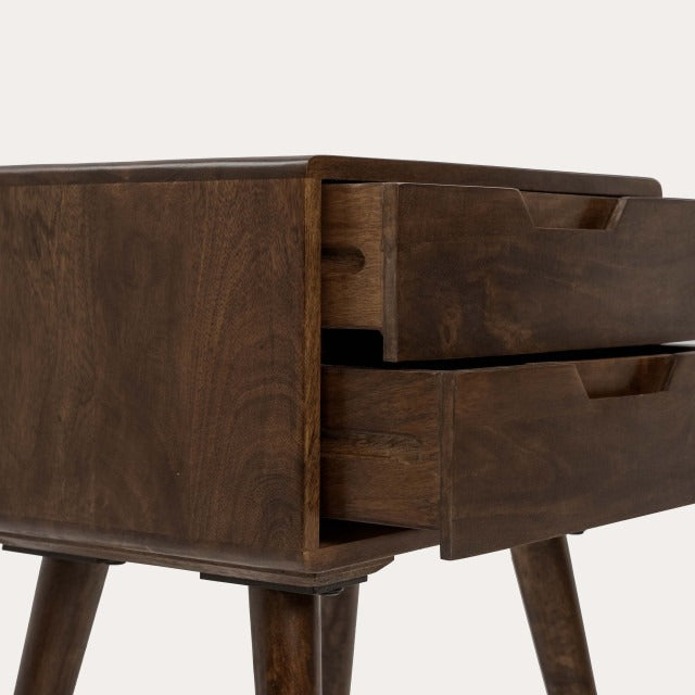 THE WOODEN CITY Oslo Walnut Mango Side Table/Bedside Table