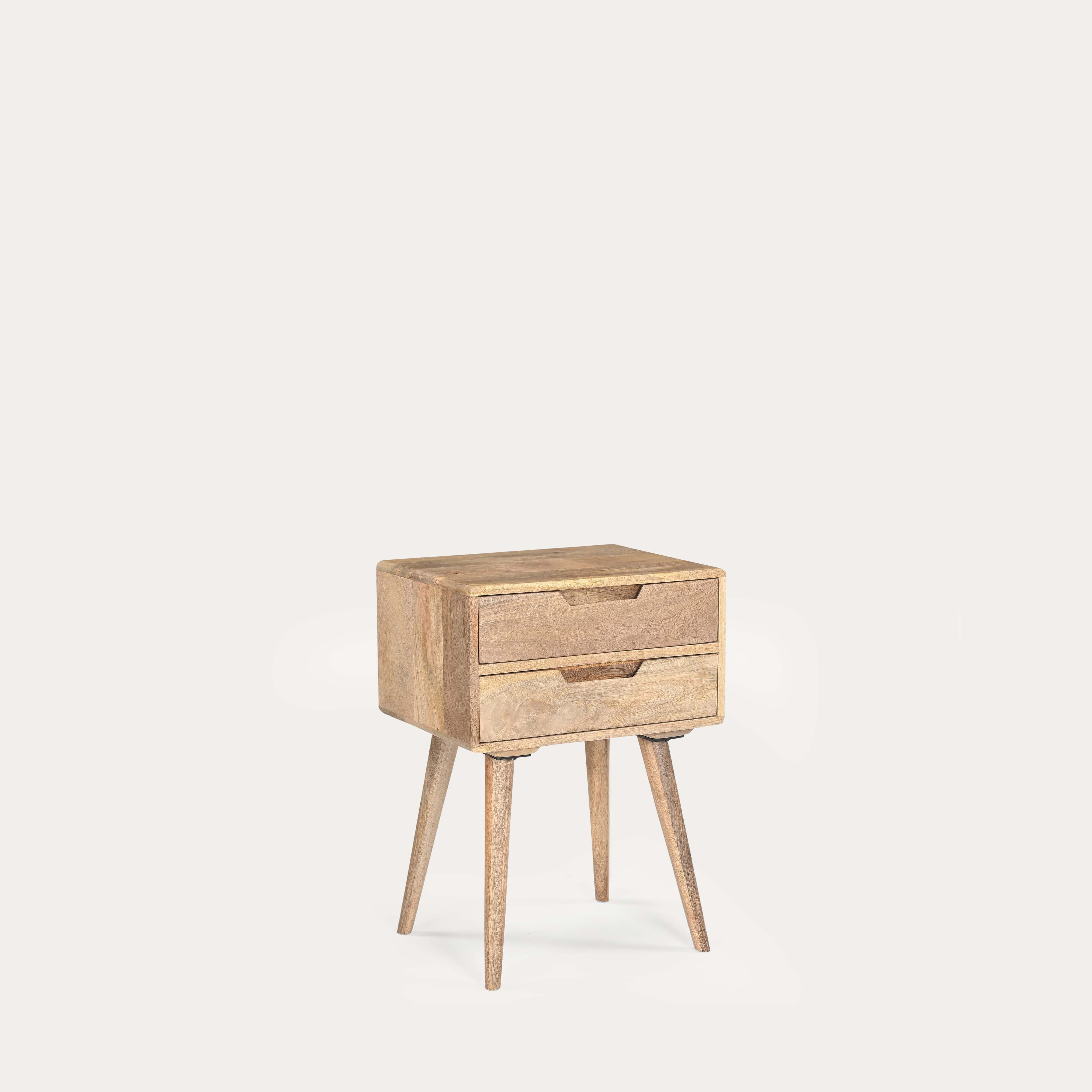 THE WOODEN CITY Oslo Walnut Mango Side Table/Bedside Table