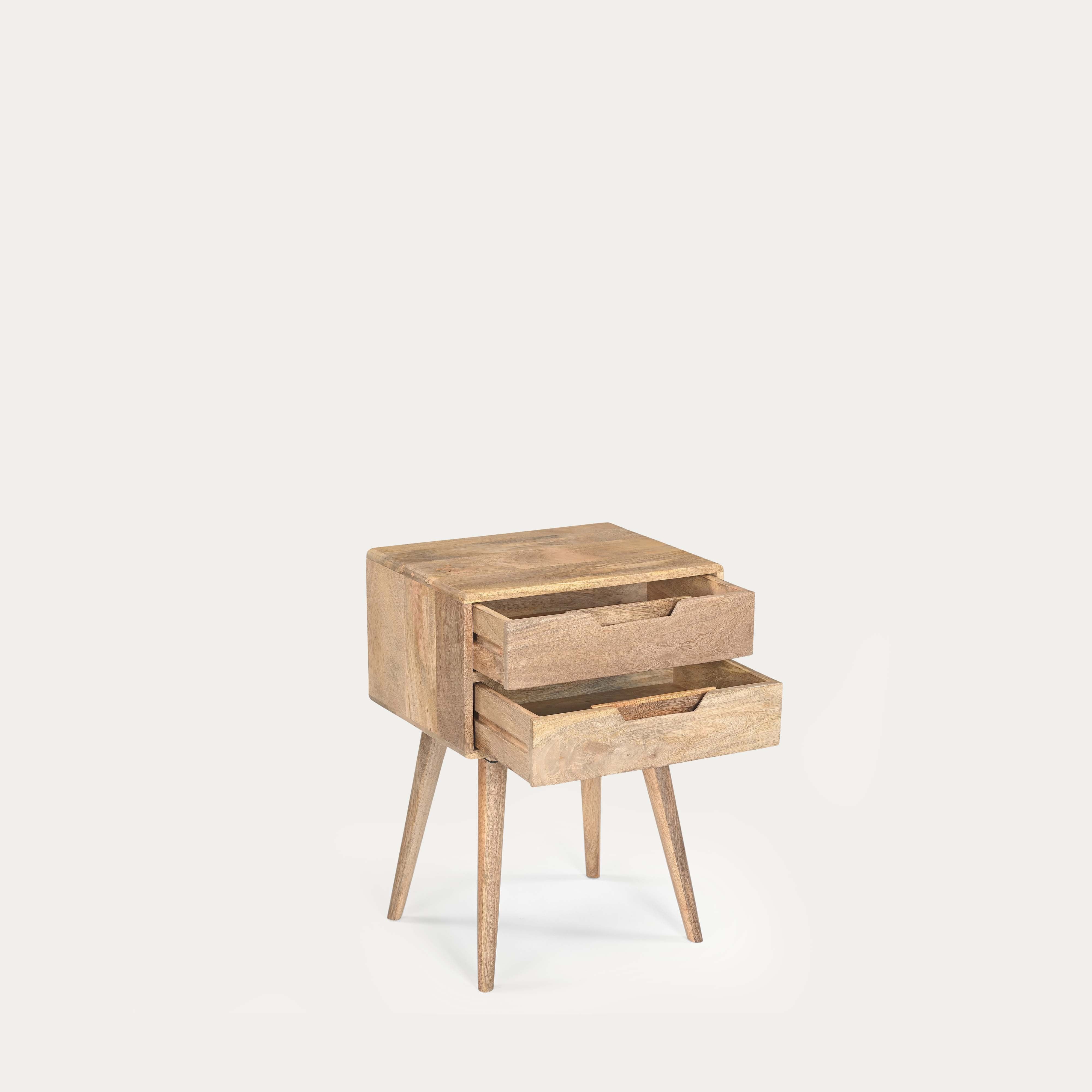 THE WOODEN CITY Oslo Walnut Mango Side Table/Bedside Table