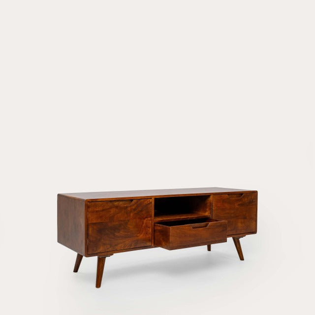 THE WOODEN CITY Honey Mango Large TV Unit