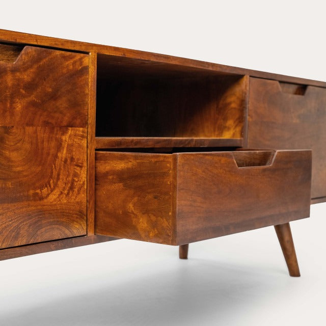 THE WOODEN CITY Honey Mango Large TV Unit