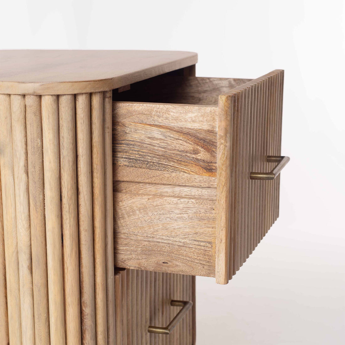 THE WOODEN CITY Florence Light Mango & Marble Bedside Table