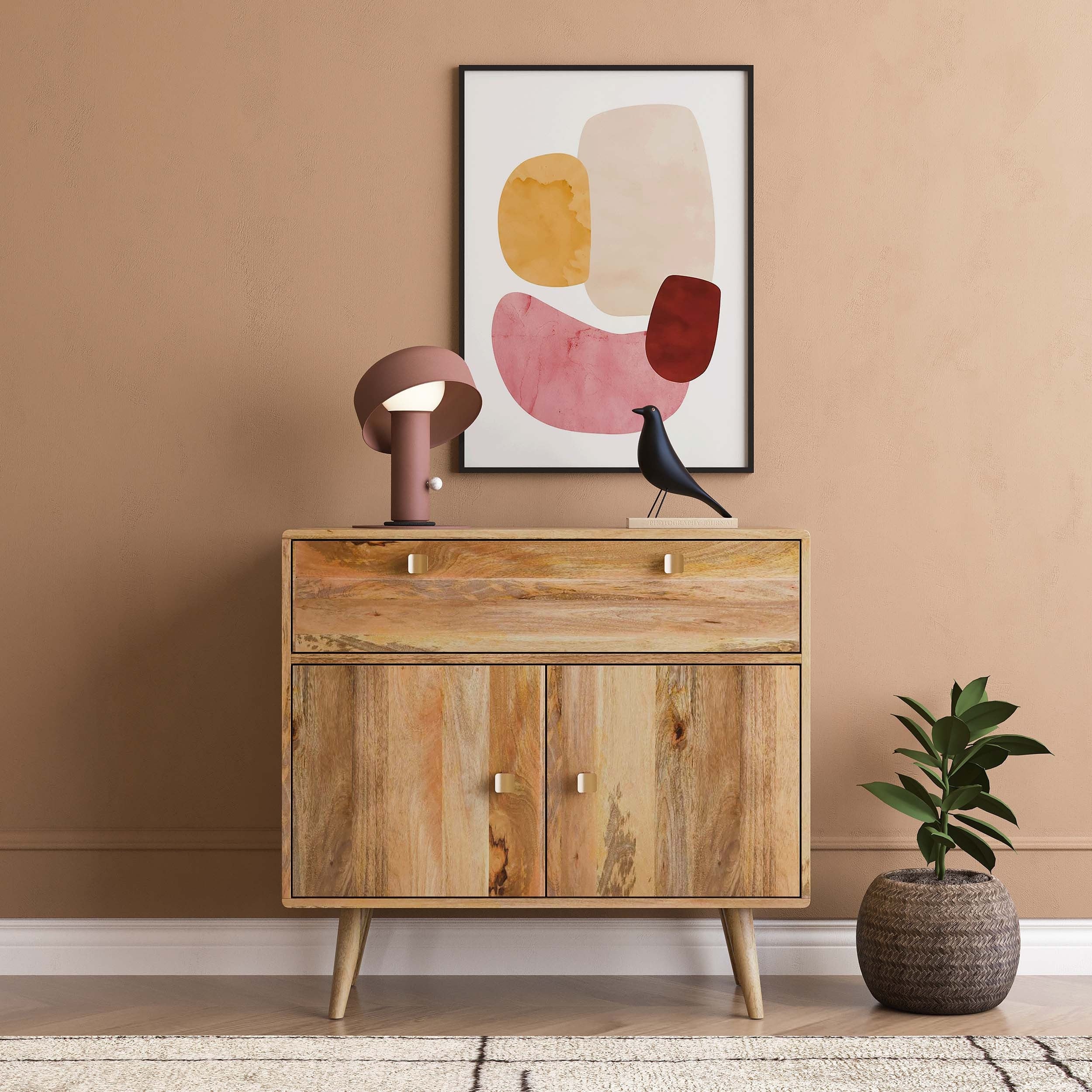 THE WOODEN CITY Solid Wood Side Board & Drawer | Wooden Cabinet with Storage for Kitchen and Home Living Room Furniture
