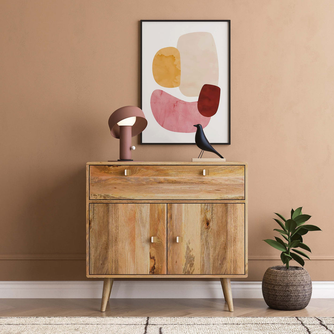 THE WOODEN CITY Solid Wood Side Board & Drawer | Wooden Cabinet with Storage for Kitchen and Home Living Room Furniture