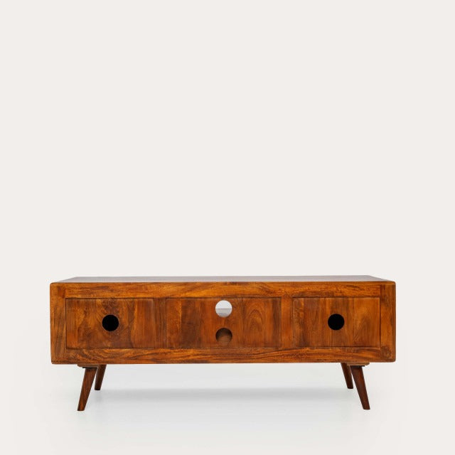 THE WOODEN CITY Honey Mango Large TV Unit