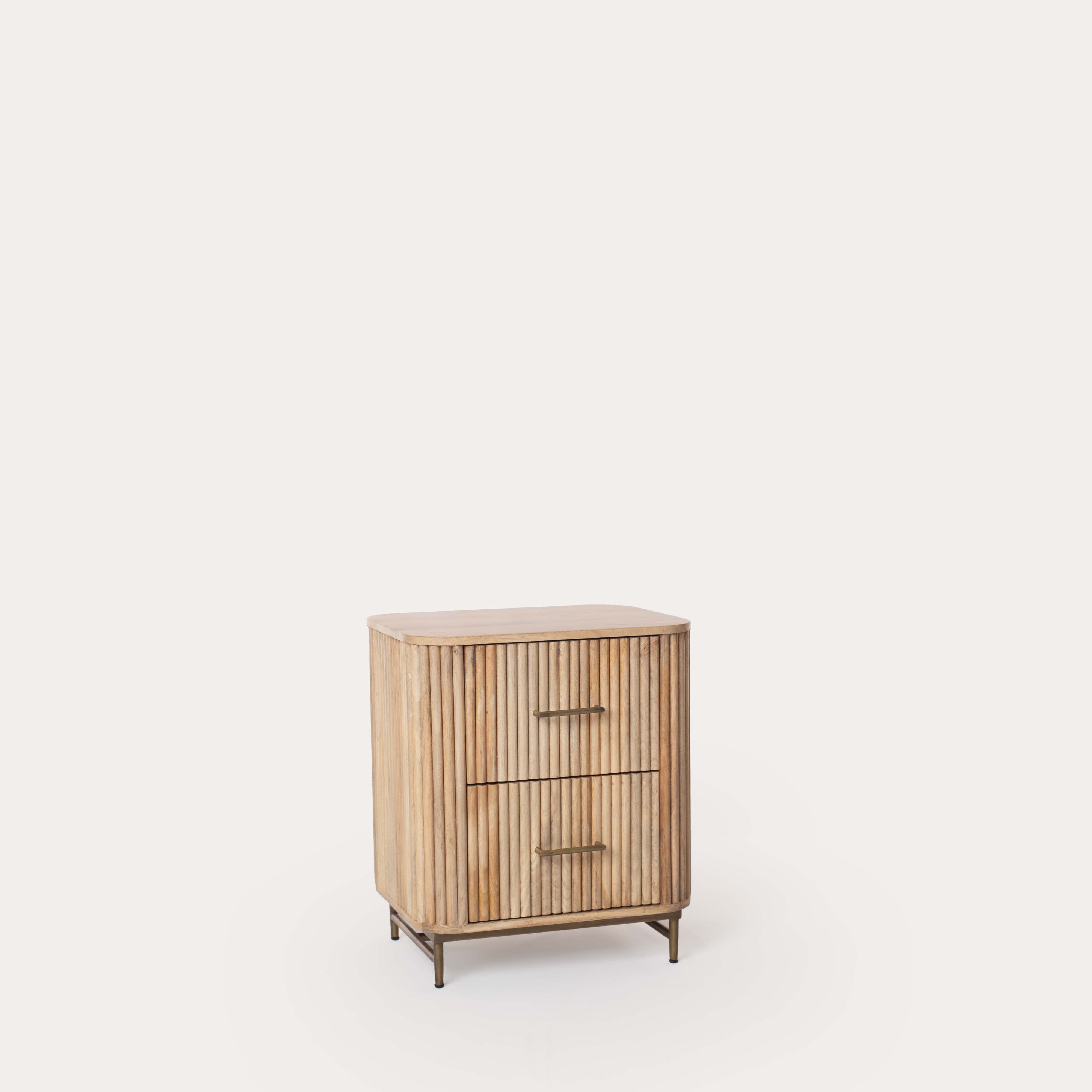 THE WOODEN CITY Florence Light Mango & Marble Bedside Table