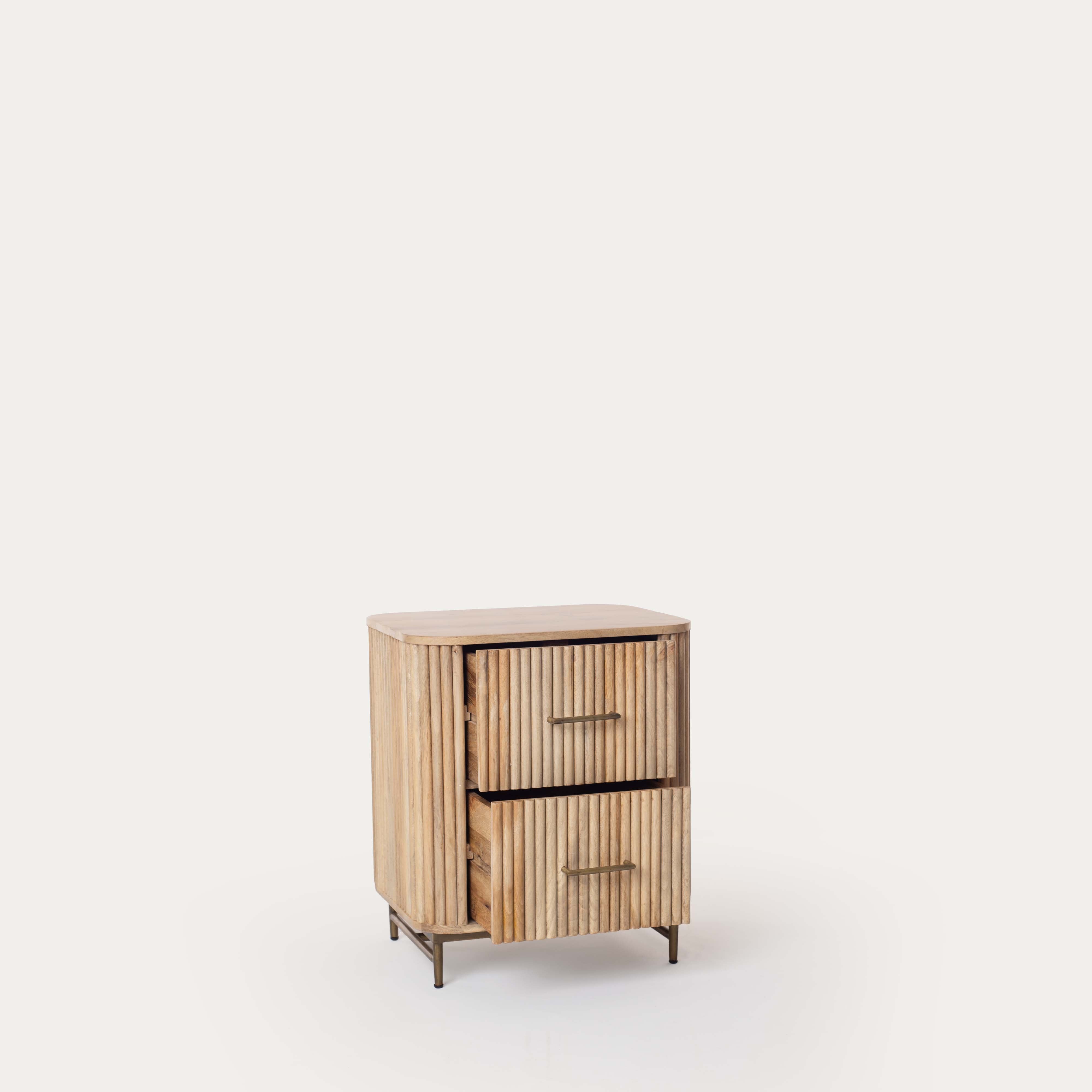 THE WOODEN CITY Florence Light Mango & Marble Bedside Table