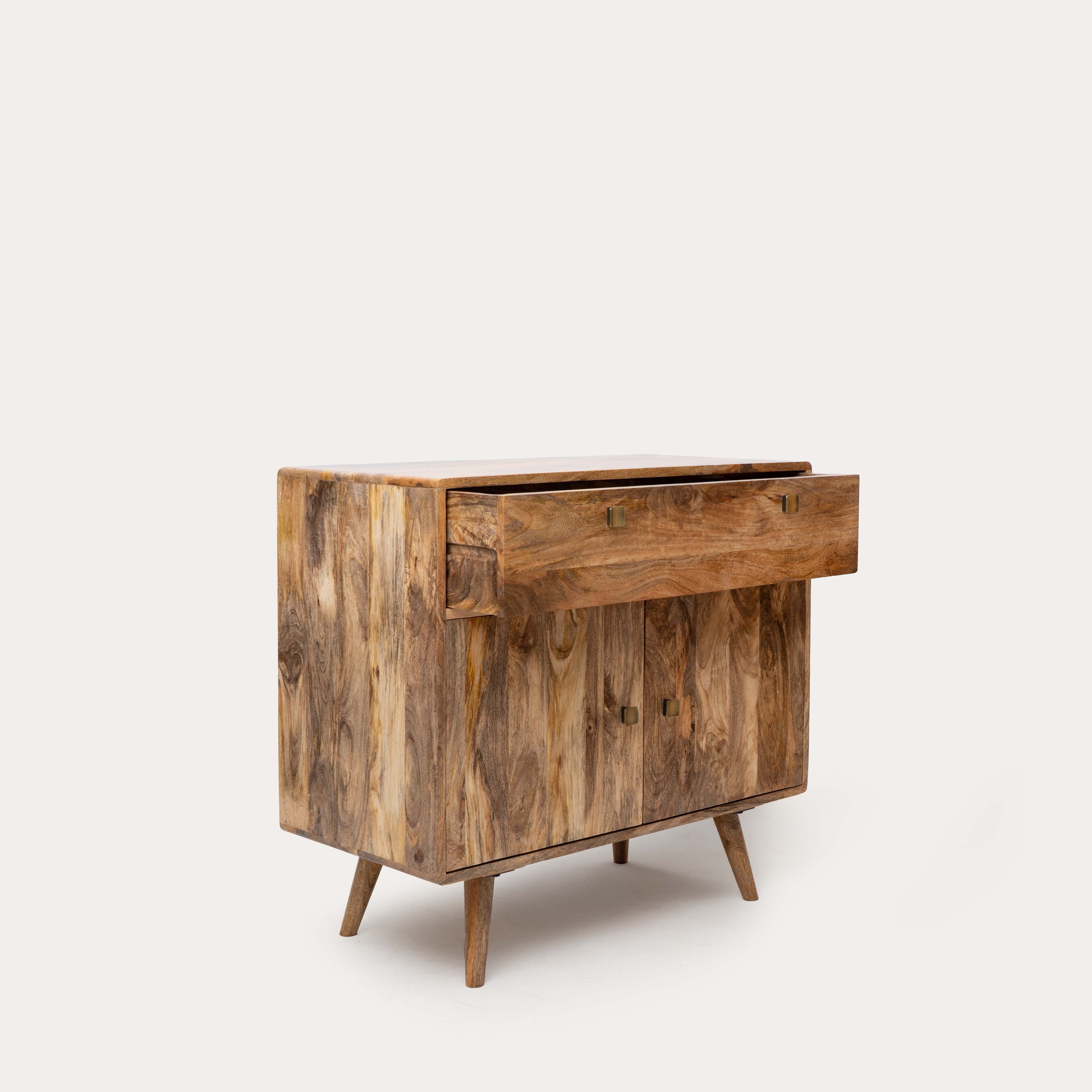 THE WOODEN CITY Solid Wood Side Board & Drawer | Wooden Cabinet with Storage for Kitchen and Home Living Room Furniture