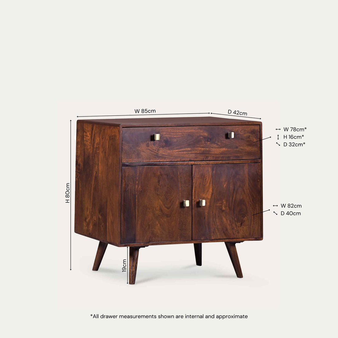 THE WOODEN CITY Solid Wood Side Board & Drawer | Wooden Cabinet with Storage for Kitchen and Home Living Room Furniture