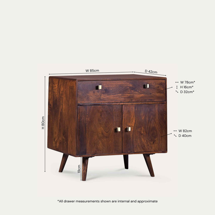 THE WOODEN CITY Solid Wood Side Board & Drawer | Wooden Cabinet with Storage for Kitchen and Home Living Room Furniture