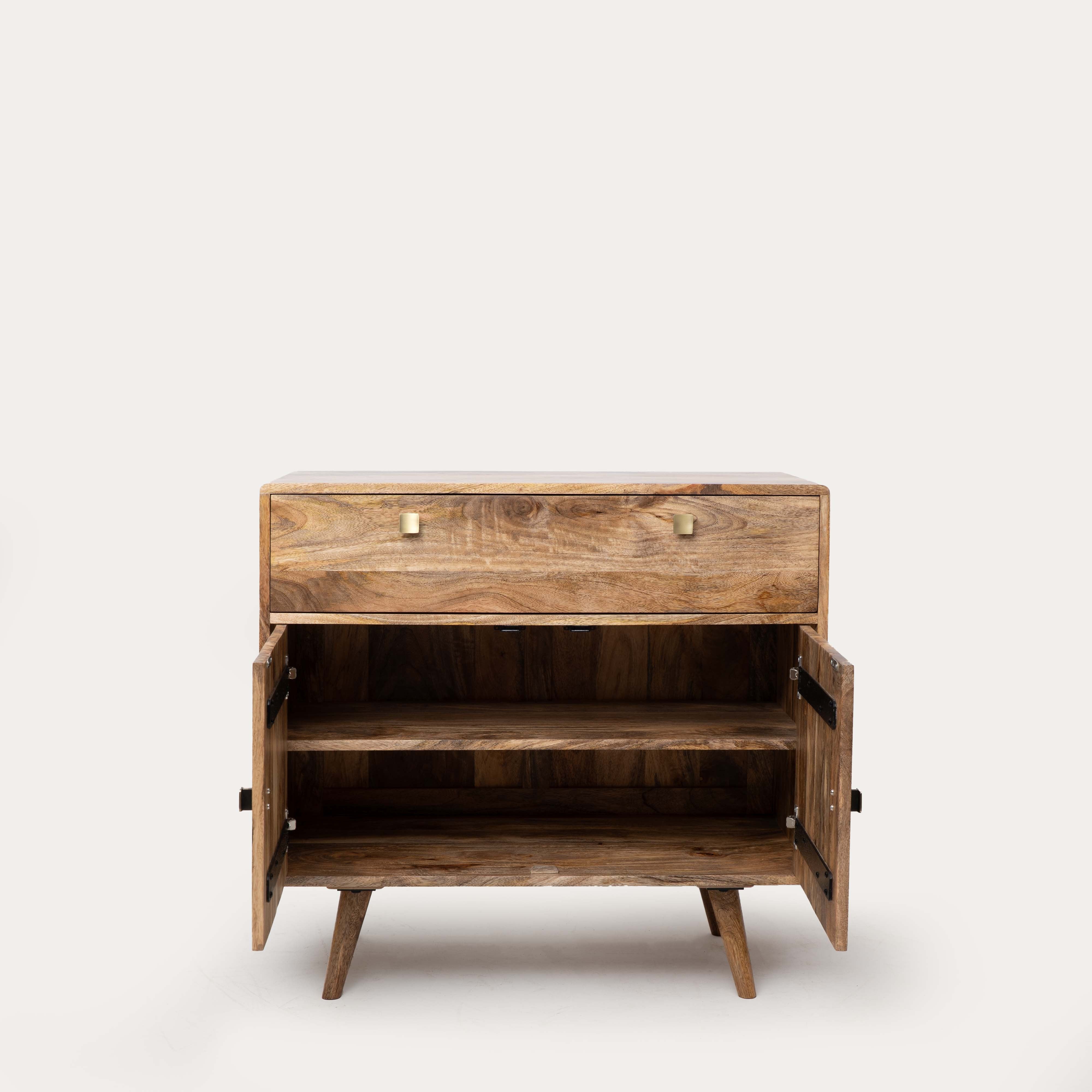 THE WOODEN CITY Solid Wood Side Board & Drawer | Wooden Cabinet with Storage for Kitchen and Home Living Room Furniture