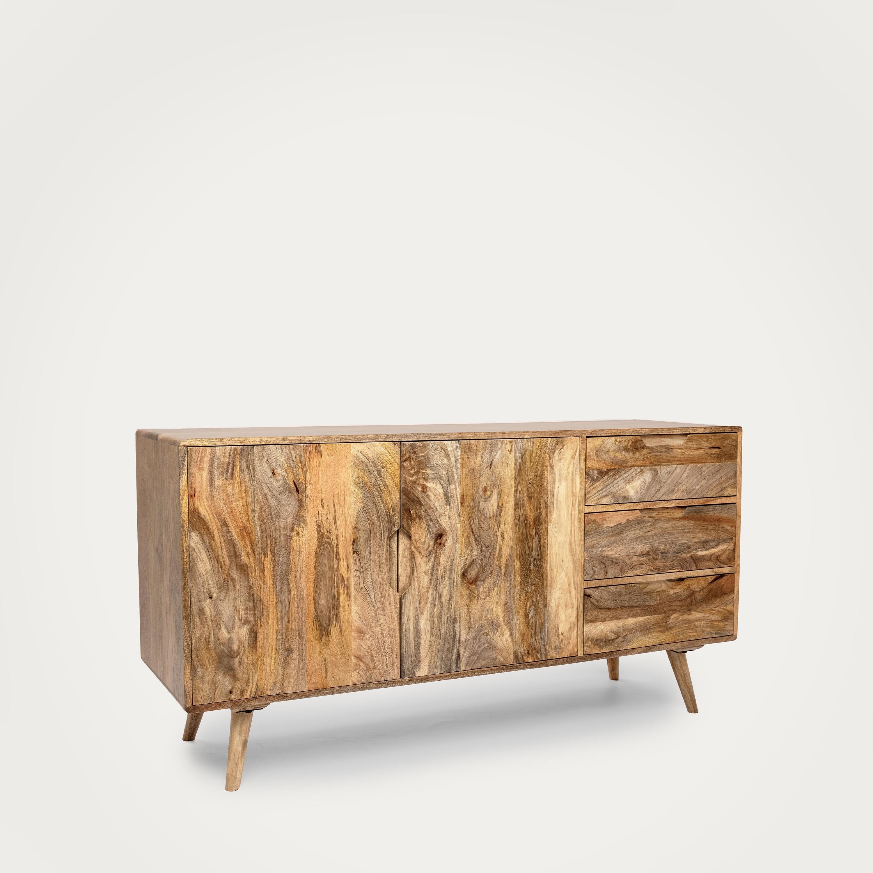 THE WOODEN CITY Solid Wood Side Board & Drawer | Wooden Cabinet with Storage for Kitchen and Home Living Room Furniture