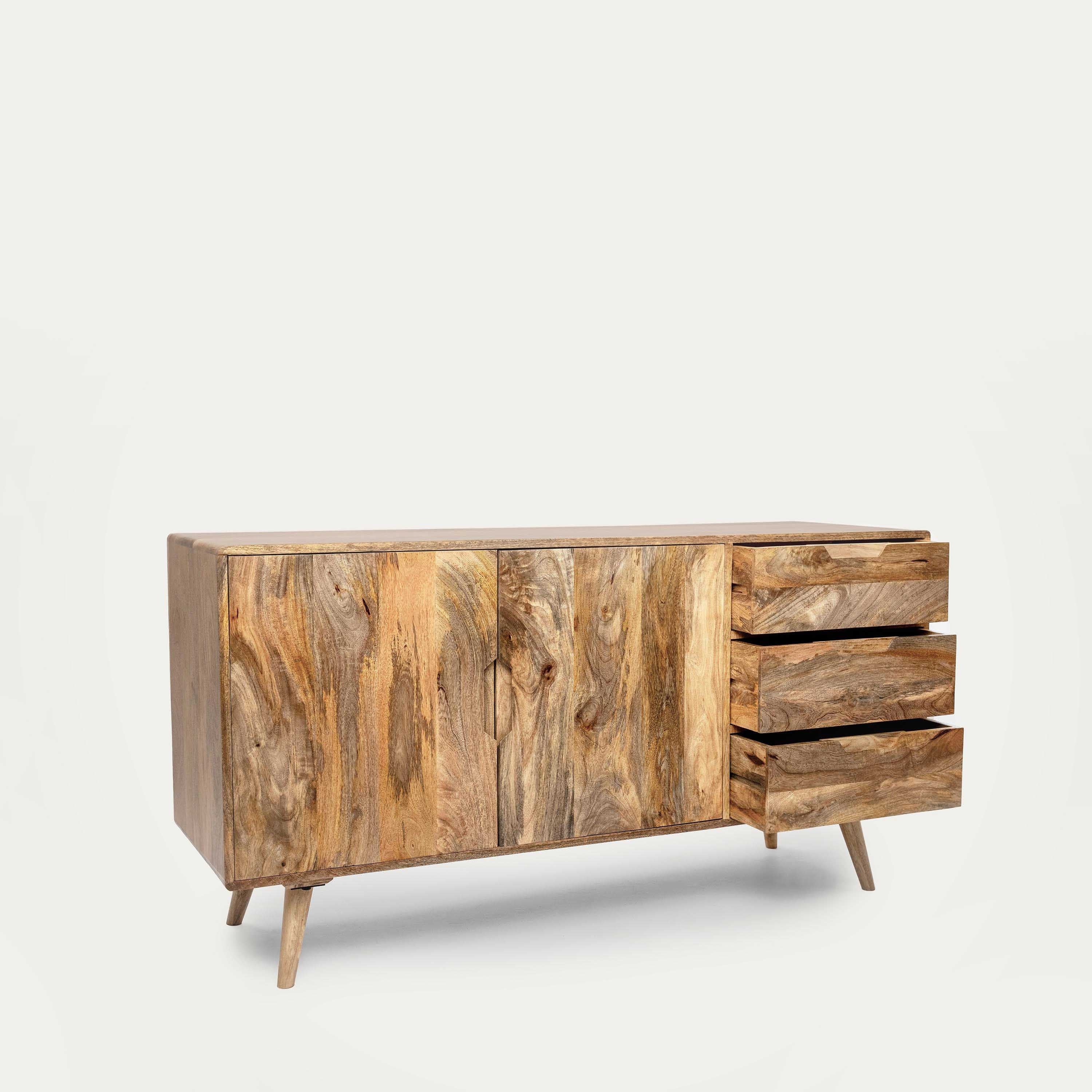 THE WOODEN CITY Solid Wood Side Board & Drawer | Wooden Cabinet with Storage for Kitchen and Home Living Room Furniture