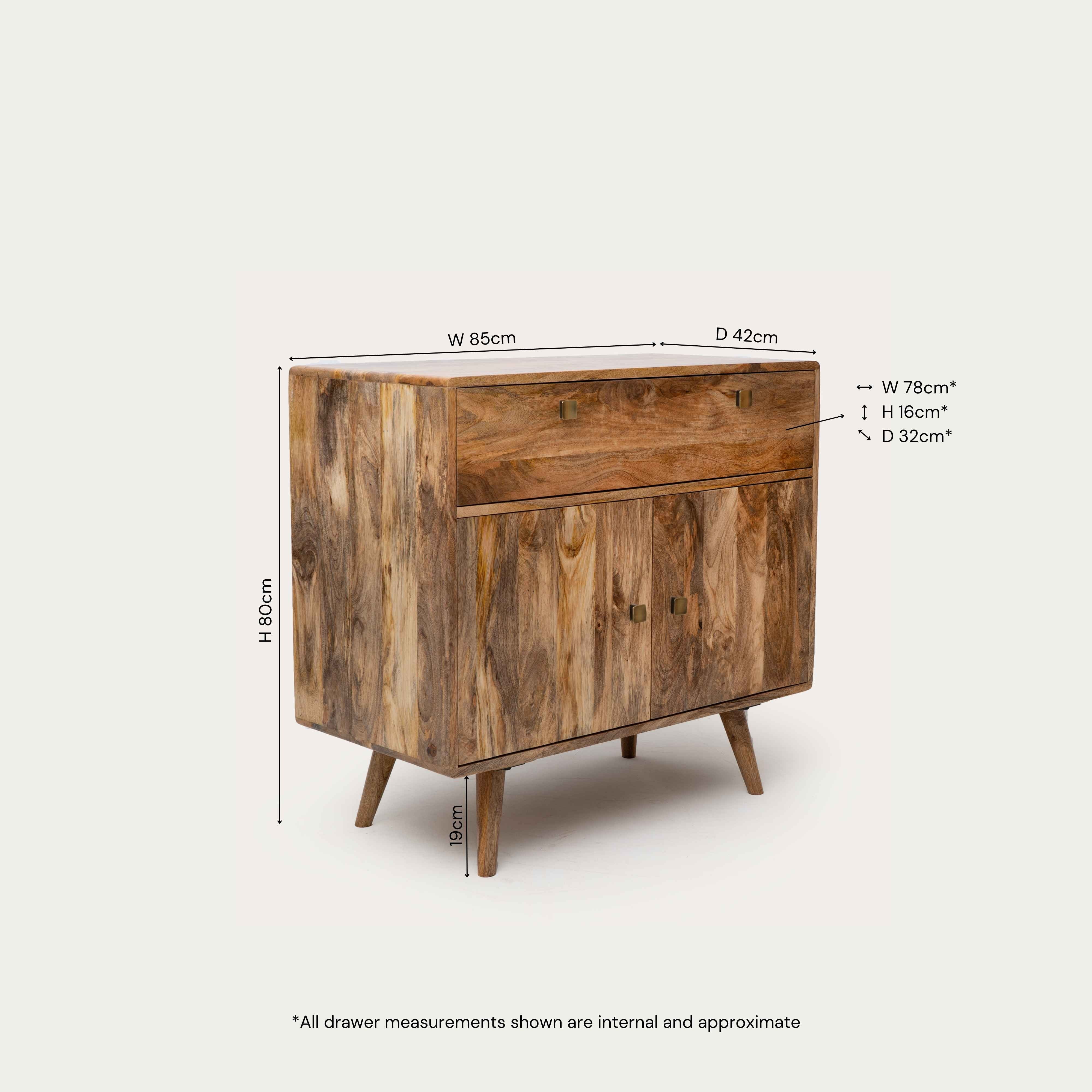 THE WOODEN CITY Solid Wood Side Board & Drawer | Wooden Cabinet with Storage for Kitchen and Home Living Room Furniture